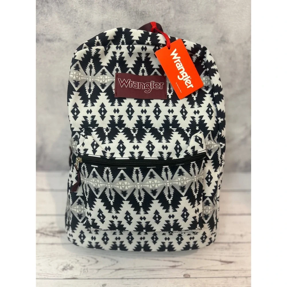 Wrangler Southwestern Geometric Print‎ Backpack Black White Maroon